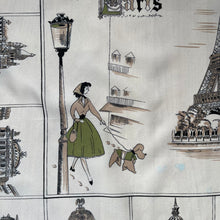 Load image into Gallery viewer, Vintage 1950's or 1960's Paris Tourist Scarf with The Eiffel Tower, Notre-Dame and More - Great Neckerchief