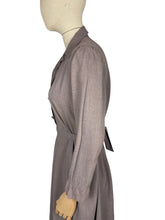 Load image into Gallery viewer, Original 1940's Brown and Pink Day Dress with Tie Belt and Glass Buttons - Bust 40"
