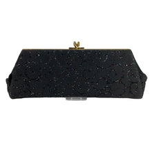 Load image into Gallery viewer, Original 1950's Black Fabric Purse with Glitter and Flock Design - Wonderful Clutch *