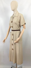 Load image into Gallery viewer, Original 1940s Natural Linen Summer Dress with Statement Buttons - Classic Piece - Bust 36 38