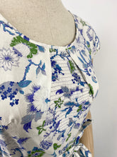 Load image into Gallery viewer, Original 1940s Blue and Green Floral Cotton Dress by Swirl Reg'd - Bust 36 38