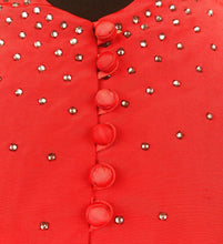 Load image into Gallery viewer, 1940s Red Grosgrain Paste Studded Jacket - B38