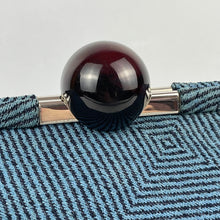 Load image into Gallery viewer, Exceptional Original 1930's Two-Tone Blue Clutch Bag with Cherry Amber Bakelite Clasp