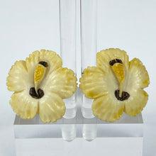 Load image into Gallery viewer, Original 1940's 1950's Carved Hibiscus Flower Screw Back Earrings from Japan