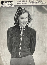 Load image into Gallery viewer, 1930's Reproduction Hand Knitted Long Sleeved Hooded Cardigan in Mustard Alpaca Wool With Novelty Hat Buttons - Bust 34 35
