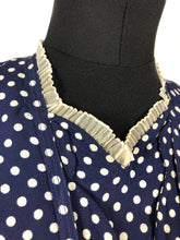 Load image into Gallery viewer, 1940s CC41 Classic Navy and White Polka Dot Dress - Bust 34" 36"