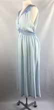 Load image into Gallery viewer, 1940s 1950s Ice Blue Rayon and Lace Nightdress with Bows - B36