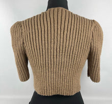 Load image into Gallery viewer, 1940's Reproduction Hand Knitted Bolero in Mocha Brown - B34 36 38 40