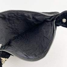 Load image into Gallery viewer, Vintage Black Velvet Evening Bag with Metallic Silver Embroidery