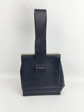 Load image into Gallery viewer, Original 1930's Dark Blue Faux Leather Bag with Silver Tone Clasp