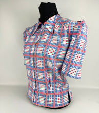 Load image into Gallery viewer, 1940s Reproduction Blouse in Red, White and Blue Check - Bust 35 36 37