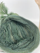 Load image into Gallery viewer, Original 1930's Sage Green Mohair, Crepe and Feather Turban Hat