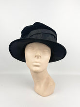 Load image into Gallery viewer, Original Edwardian Black Grosgrain and Velvet Hat with Silk Lining *