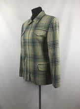 Load image into Gallery viewer, Vintage Zip Front Jacket in Green, Yellow and Navy Check - B38 40