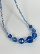 Load image into Gallery viewer, Original 1940s 1950s Blue Faceted Glass Graduated Bead Necklace