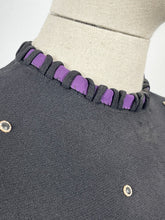 Load image into Gallery viewer, Original Late 1930s or Early 1940s Black Crepe Tunic Dress with Metal Trim - Bust 38 40