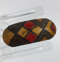 Load image into Gallery viewer, 1930s 1940s Red, Brown and Mustard Wooden Dress Clip