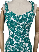 Load image into Gallery viewer, Original 1940's 1950's Martin White Green and White Floral Swimsuit - Vintage Swimwear - Bust 36 *