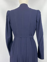 Load image into Gallery viewer, Original Late 1930s Midnight Blue Evening Coat with Embroidered Detail and Double Button Collar - Bust 34 35