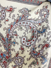 Load image into Gallery viewer, Original Vintage Artificial Silk Scarf in Red, Blue, Cream and Black - Great Headscarf of Turban