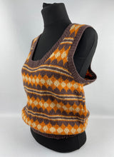 Load image into Gallery viewer, Vintage Fair Isle Pullover in Autumnal Shades of Brown, Rust and Cream - Bust 34" - AS IS