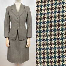 Load image into Gallery viewer, Original 1940s Houndstooth Check Suit in Green, Blue and Brown - Bust 35 36 - Petite