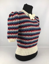 Load image into Gallery viewer, Reproduction 1940s Waffle Stripe Jumper Knitted from a Wartime Pattern - B 35 36 37 38