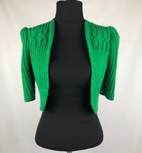Load image into Gallery viewer, 1940s Style Hand Knitted Bolero in Green - B34 36