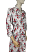 Load image into Gallery viewer, Original 1950's Black, White and Red Cotton Dress with Novelty Print of Wheat - Bust 36 38 *