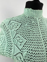 Load image into Gallery viewer, Original 1950s Jumper in Light Reseda Green - Charming Lace Knit - AS IS - Bust 34"