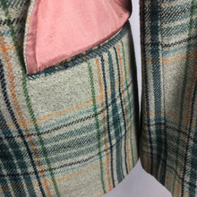 Load image into Gallery viewer, Vintage Zip Front Jacket in Green, Yellow and Navy Check - B38 40