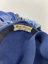Load image into Gallery viewer, Original 1940s Air Force Blue Felt Topper Hat with Blue Velvet Bow Trim
