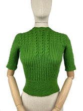 Load image into Gallery viewer, 1940's Reproduction Hand Knitted Cable Jumper in Green - Bust 32 33 34 35 *