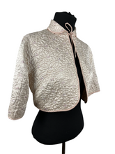 Load image into Gallery viewer, Original 1940's Quilted Bed Jacket with Beautiful Embroidery and Tie Neck - Bust 34 36