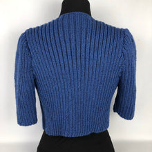 Load image into Gallery viewer, 1940s Style Hand Knitted Bolero in Blue - B34 36