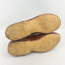 Load image into Gallery viewer, Original 1940's 1950's Ox Blood Red Leather Slip on Shoes with Bow Trim - UK 5 *