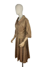 Load image into Gallery viewer, Original 1950's Gold Dress and Jacket Set with Silk Embroidery - Bust 38"