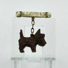 Load image into Gallery viewer, Original 1940s Dangling Brown Scottie Dog Brooch