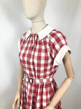 Load image into Gallery viewer, Original 1950s Bold Gingham Check Dress in Red, White and Pink - Bust 36 38 40