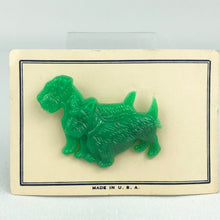 Load image into Gallery viewer, Vintage 1940s 1950s Bright Green Plastic Double Scottie Dog Brooch
