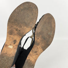Load image into Gallery viewer, Original 1940's Black Wedges with Fabulous Gold Glitter Straps - UK 5.5 6