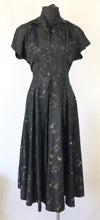 Load image into Gallery viewer, 1950s Black, Silver and Gold Silk Taffeta Dress - B36