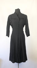 Load image into Gallery viewer, 1940s Volup Black Crepe Dress - B40
