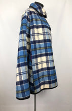 Load image into Gallery viewer, Vintage Wool Cape in Bold Blue and Purple Check - Bust 40 42 44