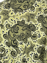 Load image into Gallery viewer, Original 1940s Volup Day Dress in Chartreuse with Black and White Print - Bust 40 42 44 *