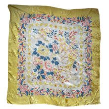 Load image into Gallery viewer, Original 1940's 1950's Yellow Scarf with Butterflies and Flowers - Great Turban