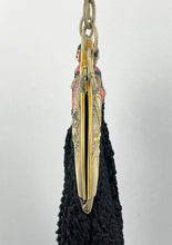 Load image into Gallery viewer, Original 1920's French Made Antique Crochet Bag with Celluloid Frame Decorated with Pierrot, Owls and Musical Instruments