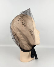 Load image into Gallery viewer, Original 1950's Net Hood with Pretty Glitter Flock Starburst Design