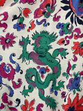 Load image into Gallery viewer, Original 1940s Novelty Print Cotton Smock with Smiling Chinese Dragon Design