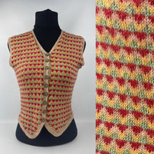 Load image into Gallery viewer, Original 1940s Fair Isle Waistcoat in Red, Green and Yellow - Charming Vintage Knit - Bust 30 31 32